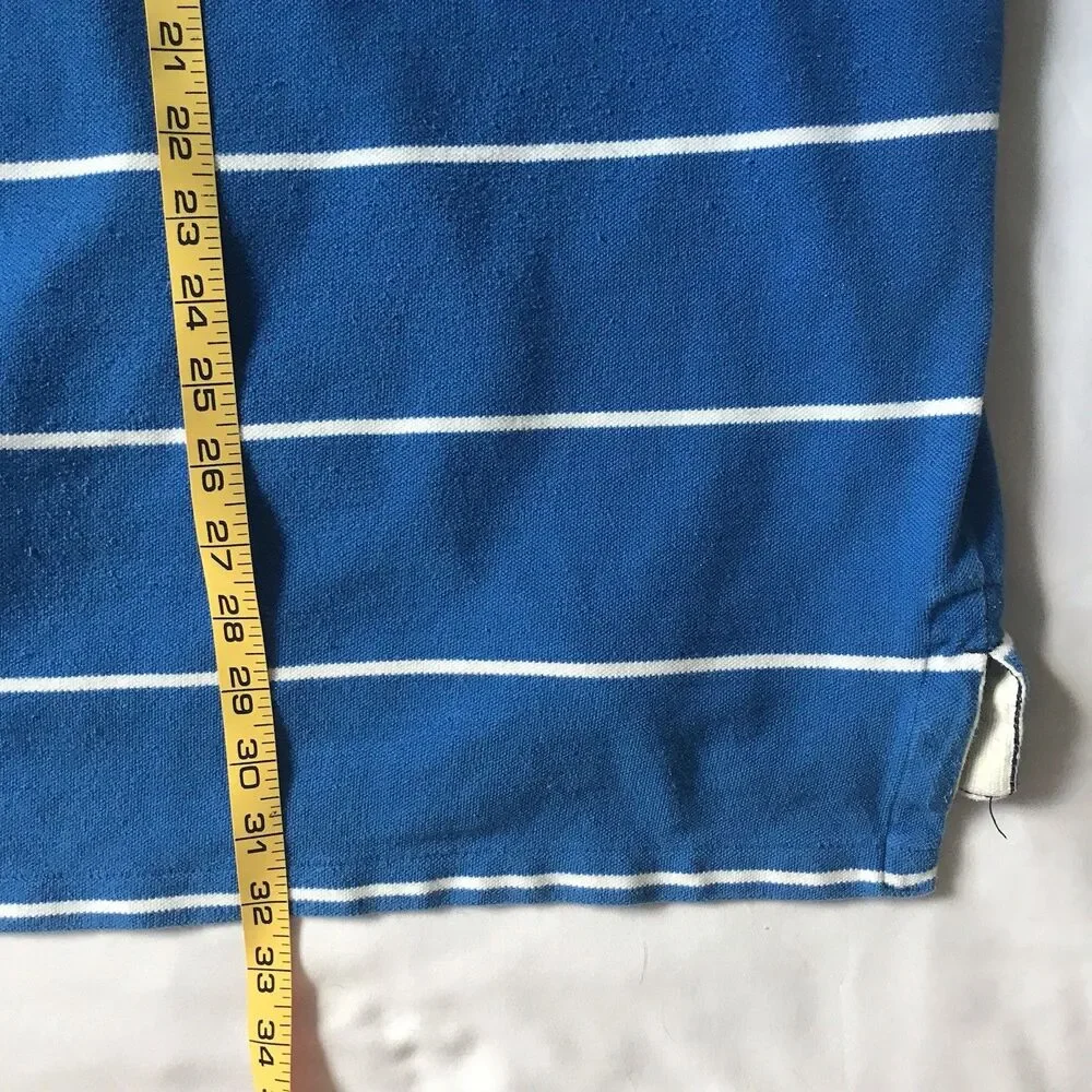 Y2k American Eagle Outfitters Athletic Fit Men's XXL 2XL Stripe Polo Shirt Blue
